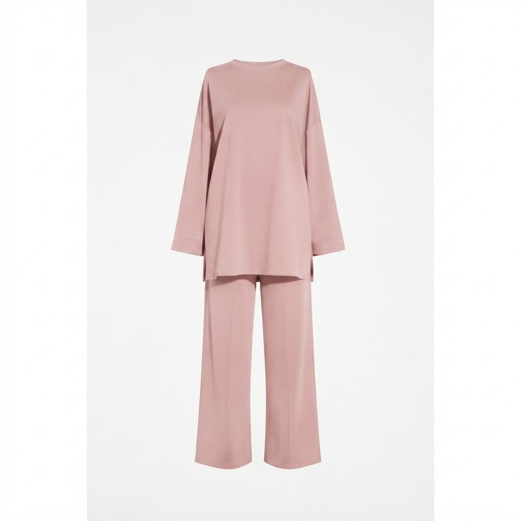 Comfy co-ord set met lange top en oversized broek - 6033