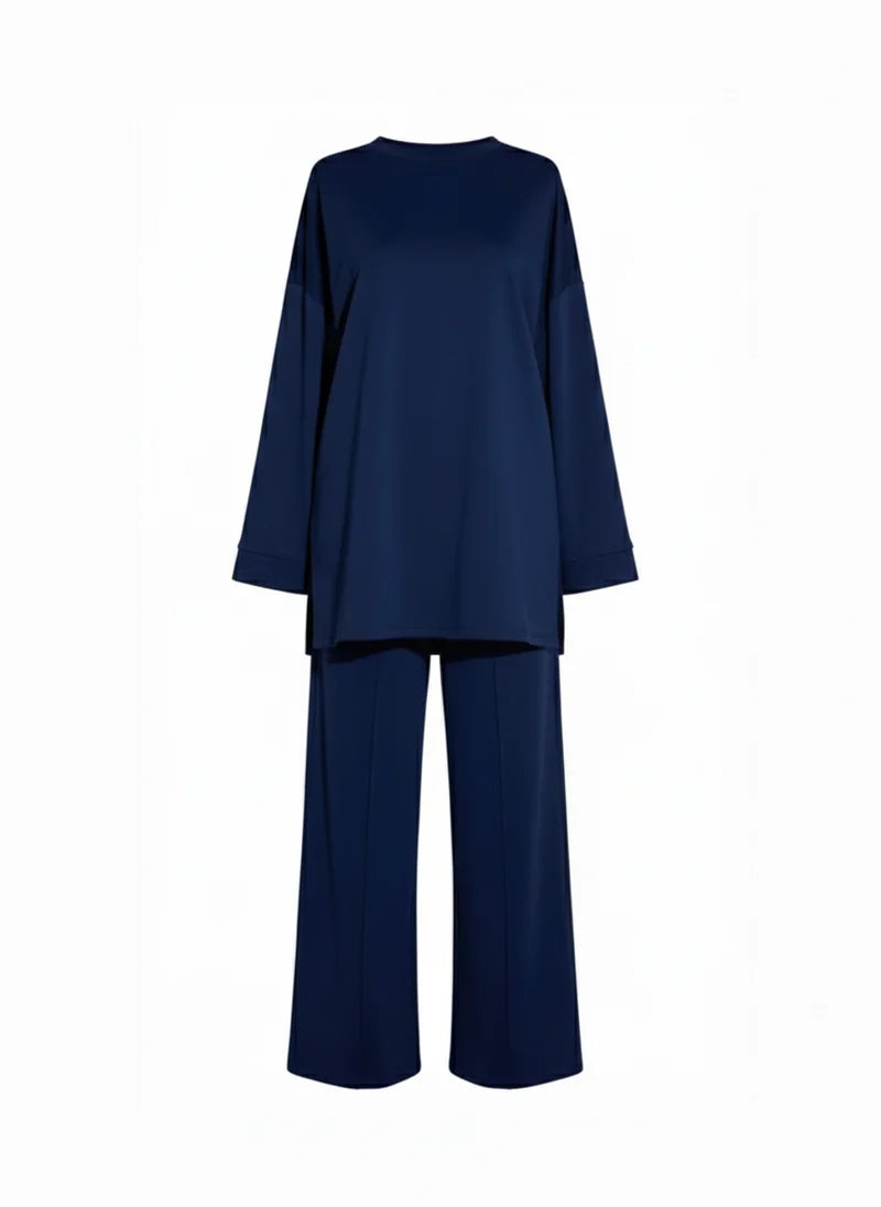 Comfy co-ord set met lange top en oversized broek - 6033