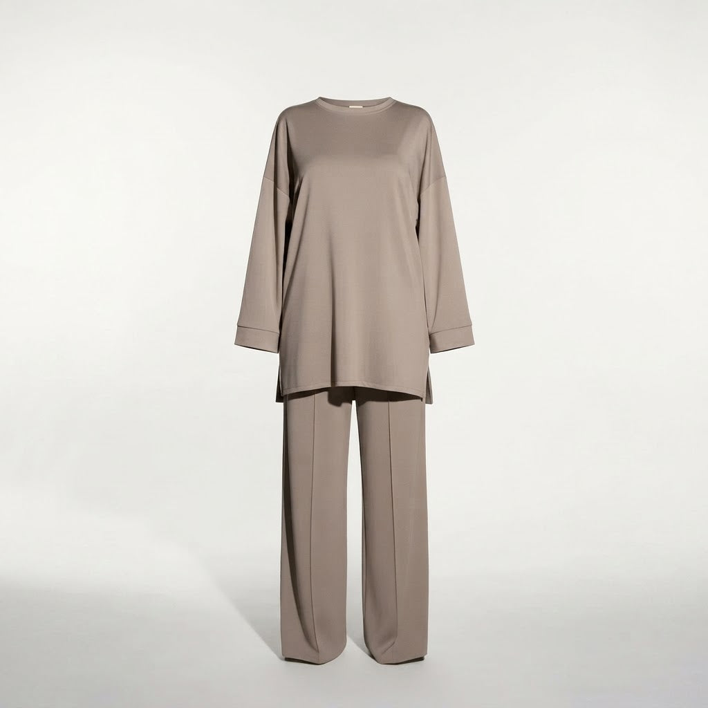 Comfy co-ord set met lange top en oversized broek - 6033