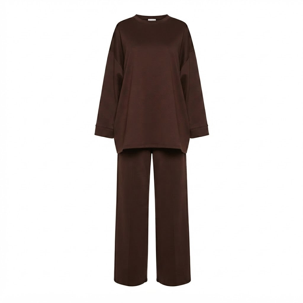 Comfy co-ord set met lange top en oversized broek - 6033