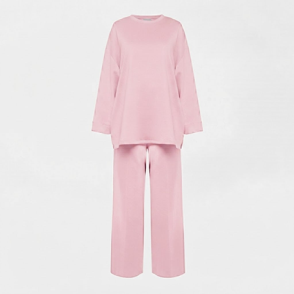 Comfy co-ord set met lange top en oversized broek - 6033