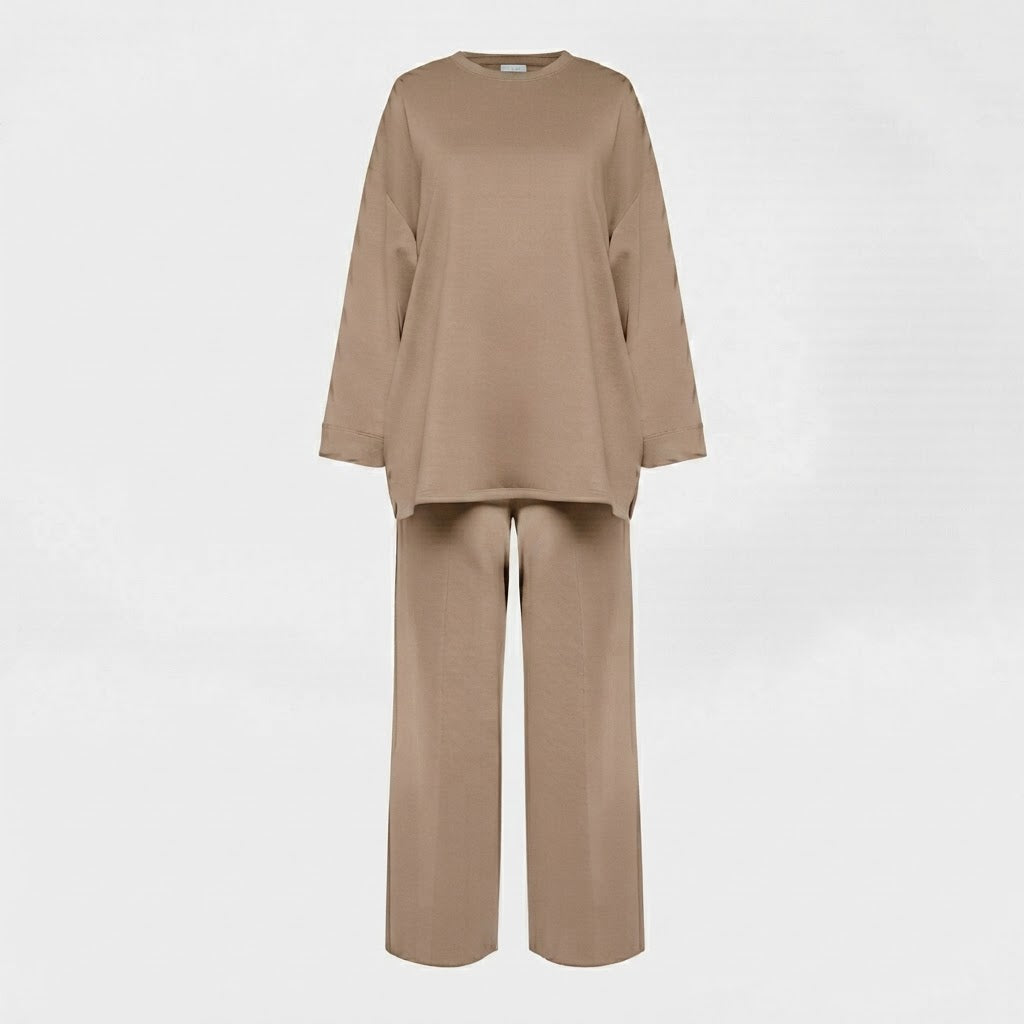 Comfy co-ord set met lange top en oversized broek - 6033