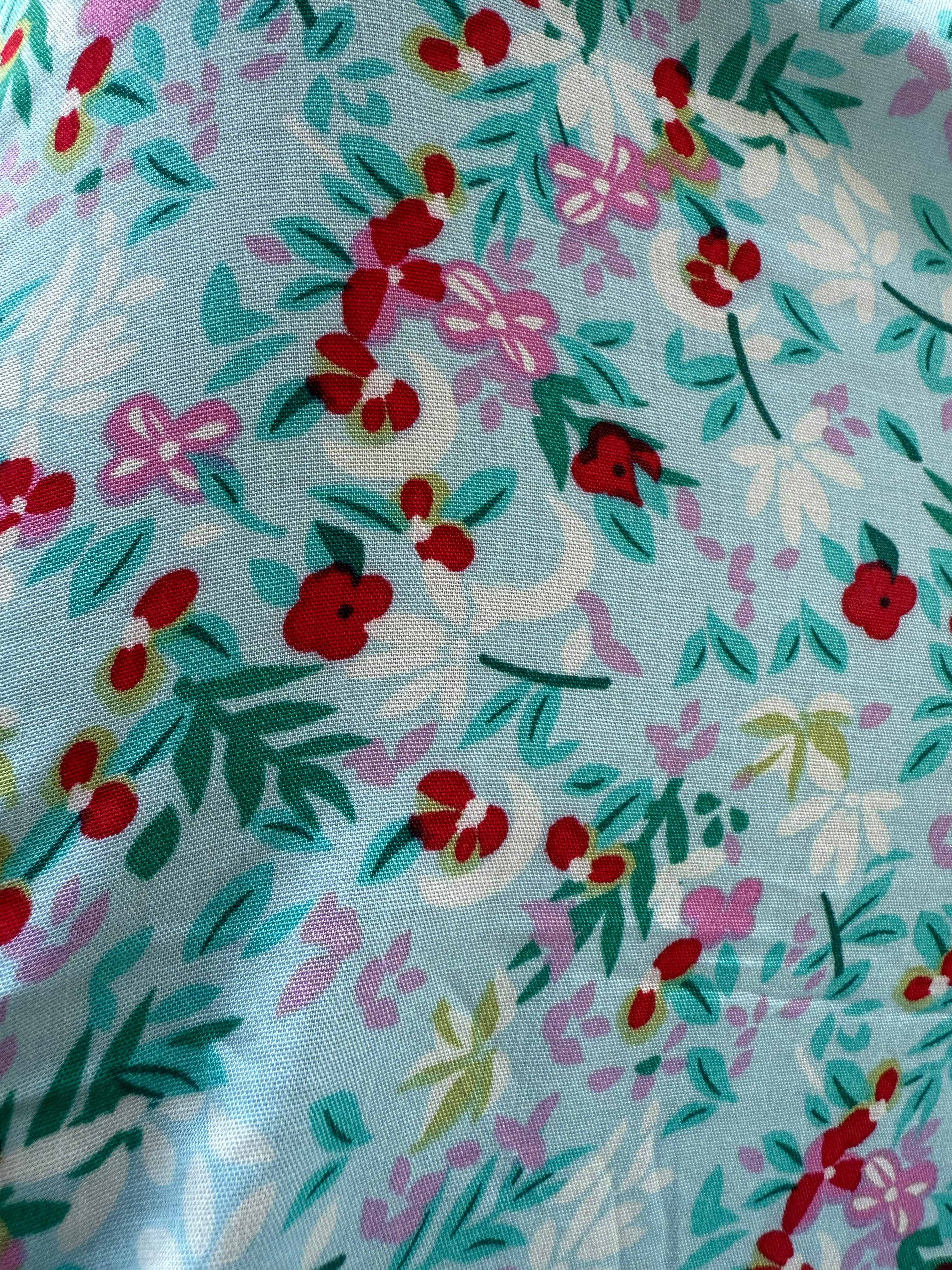 Blauwe zomer jurk met printjes van katoen