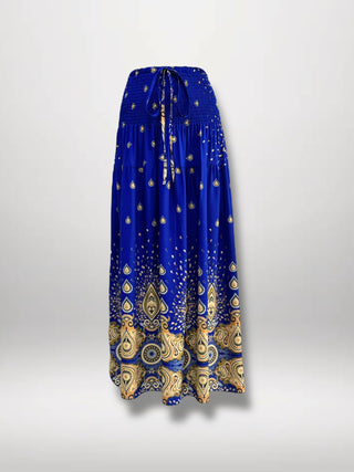 Rekbare rok blauw met gouden details