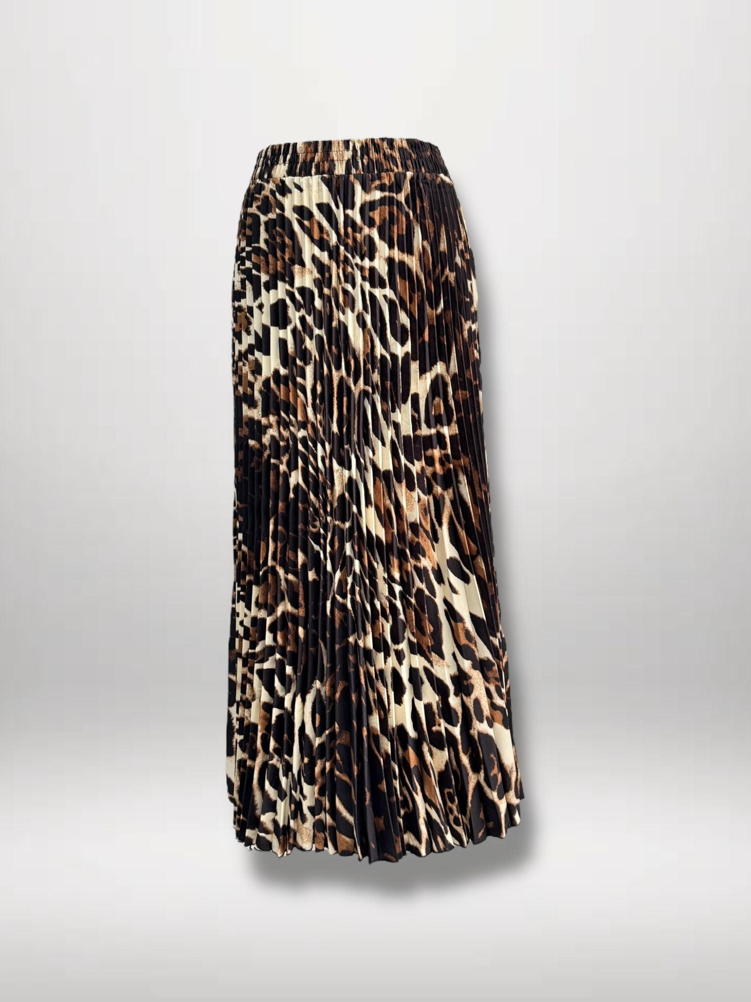 Panter print plisse rekbare rok donker bruine (2) tinten