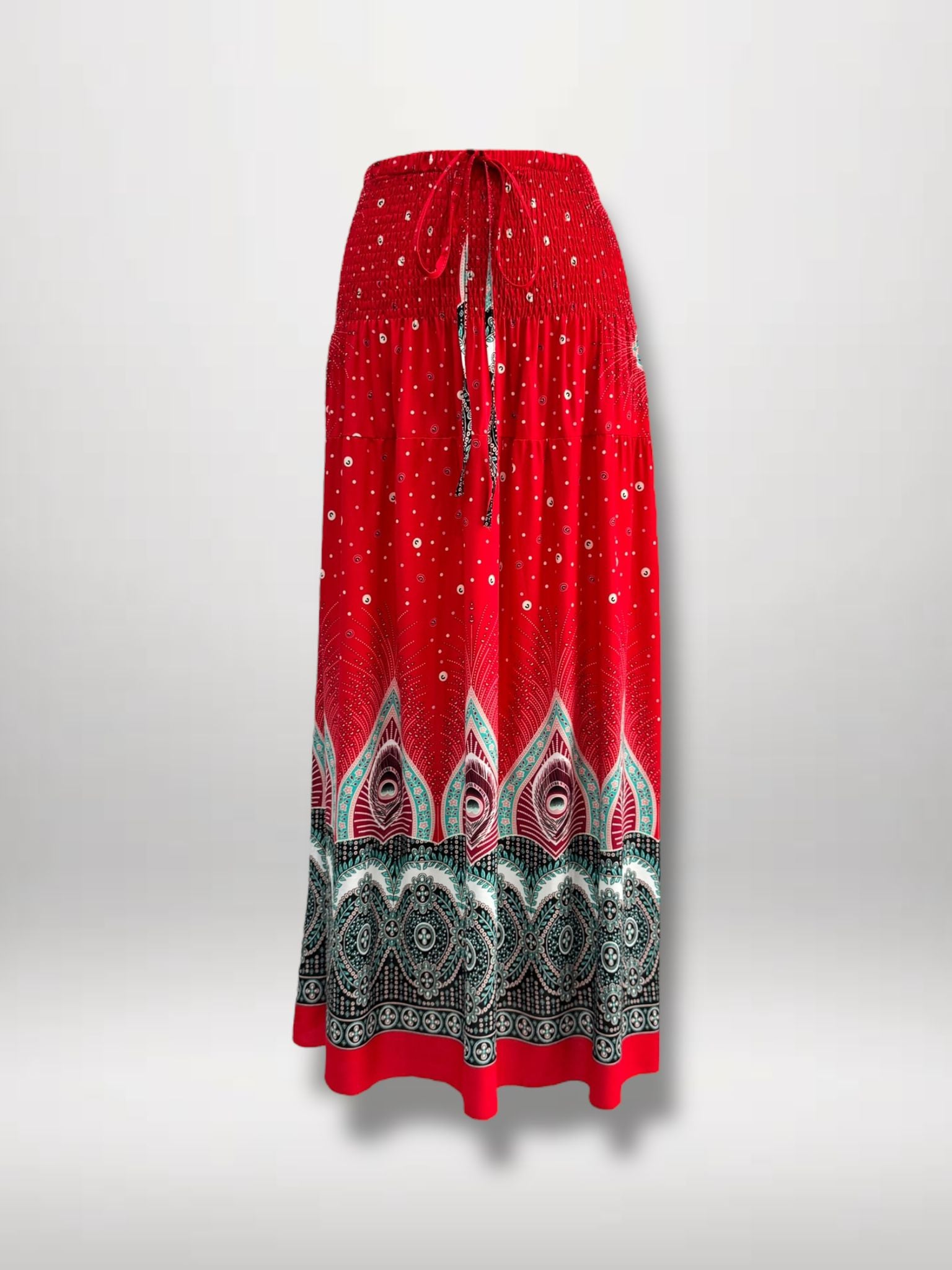 Rekbare rose rok met zwarte print