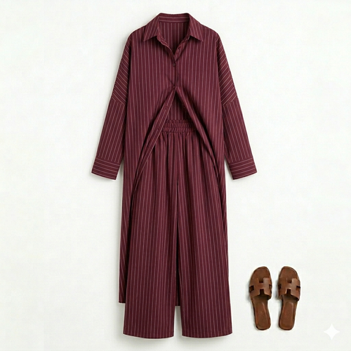 Modest blouse with pants - burgundy