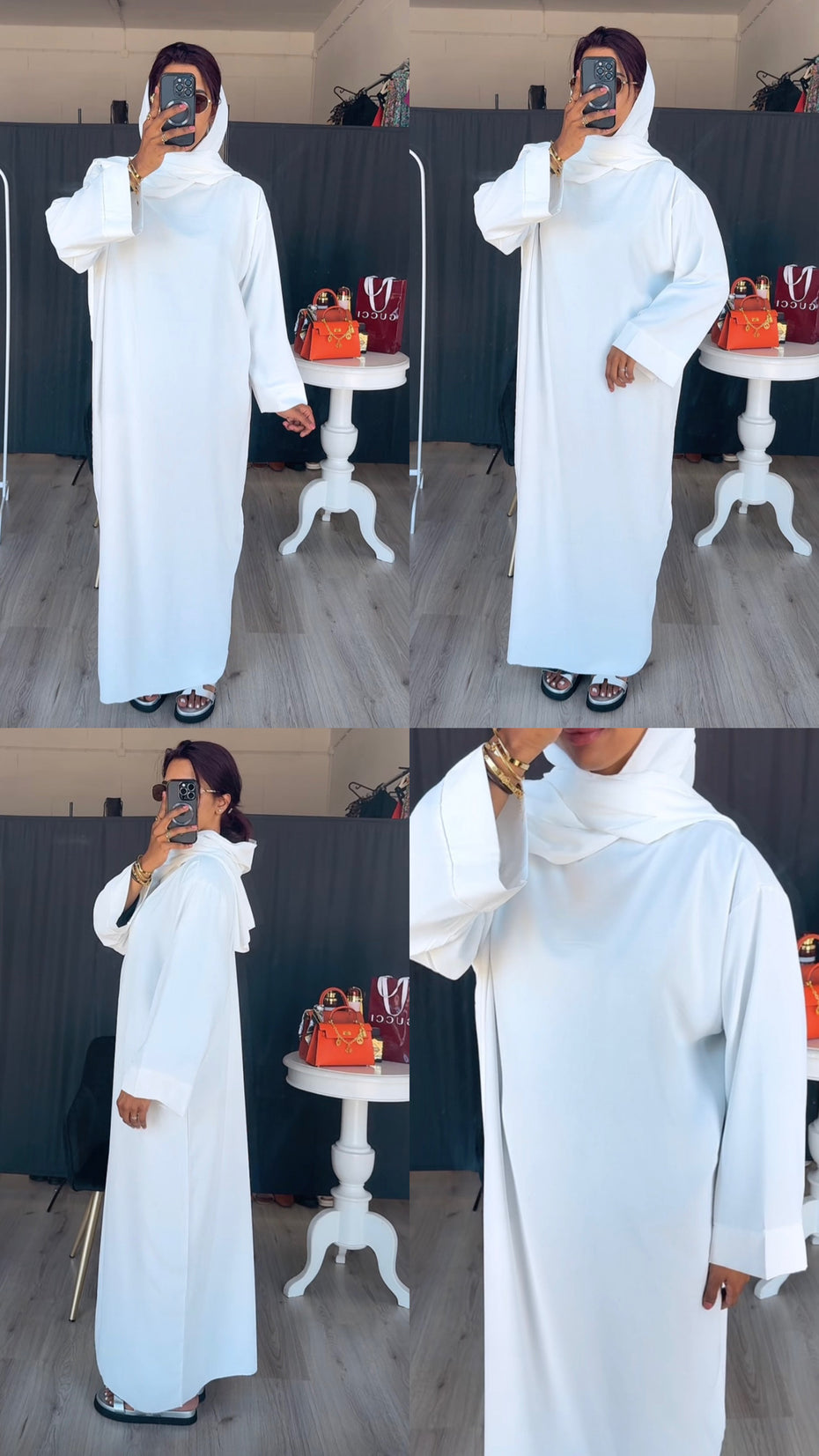 Abaya wit met headscarf