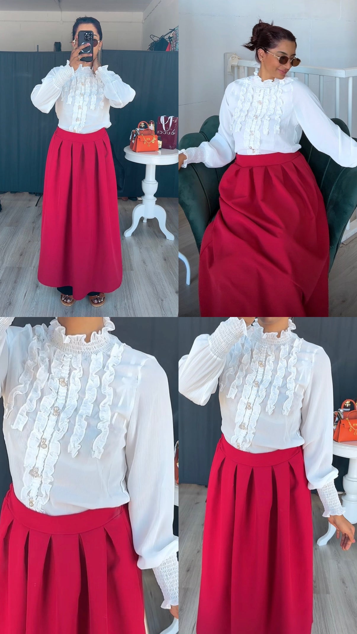 Plooien rok rood