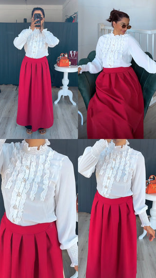 Inaya rok met plooien rood