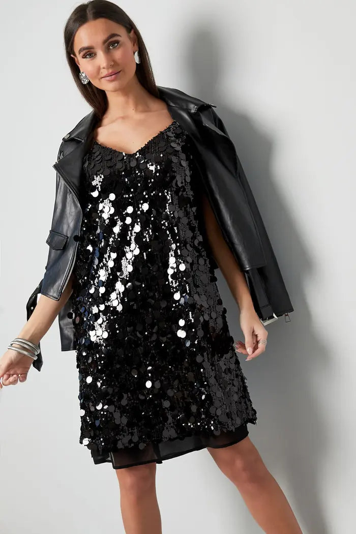 PAILETTEN DRESS BLACK