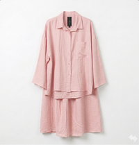 Oversized blouse met lange rok - licht roze van viscose