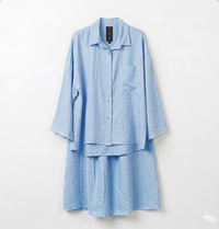 Oversized blouse met lange rok - licht blauw van viscose