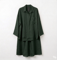 Oversized blouse met lange rok - donker groen van viscose PRE ORDER