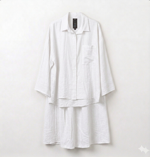 Oversized blouse met lange rok - white van viscose PRE ORDER