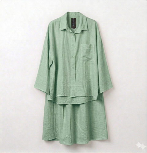 Oversized blouse met lange rok - mint groen van viscose