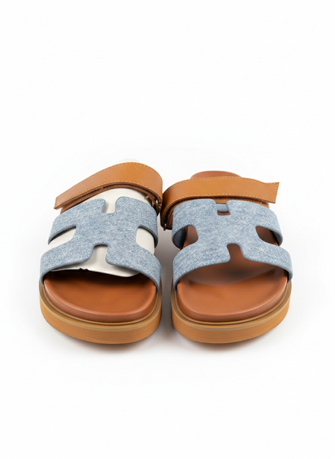 H slippers camel blauw