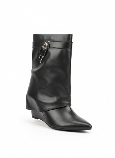 Laarzen zwart met gesp zilver