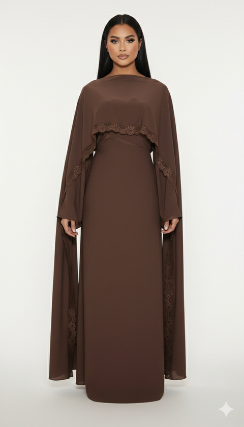 Robe de Soirée ‘Lace Luxe’ - donker bruin SQ82