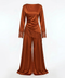 Velvet wine pants set - Orange