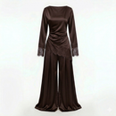 Velvet wine pants set - donker bruin PRE ORDER