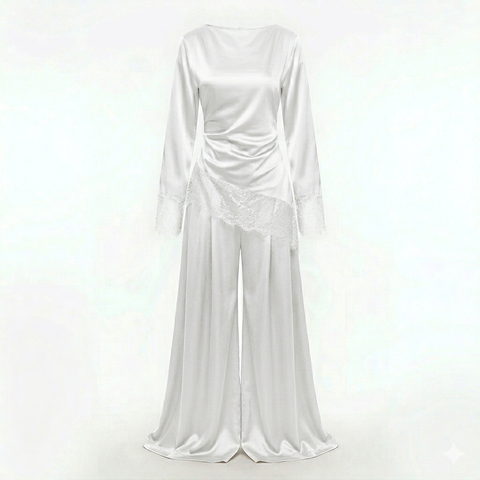 Velvet wine pants set - white (limited color)