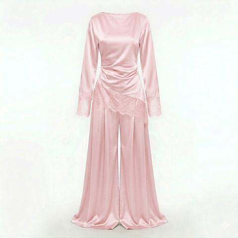 Velvet wine pants set - pink