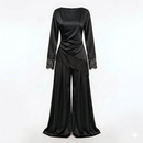 Velvet wine pants set - black