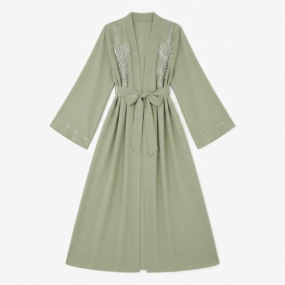 Dubai Floral abaya met zilveren steentjes (launch oktober)