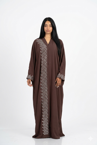 Shimmer verstelbare abaya - donker bruin