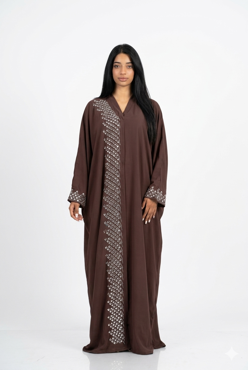 Shimmer verstelbare abaya - donker bruin
