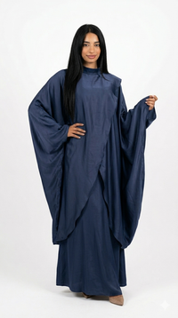 Serenity lange blouse met rok set - navy