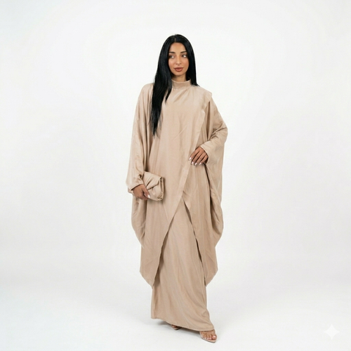 Serenity blouse met rok set - licht beige
