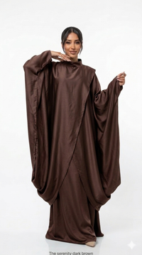 Serenity met lange blouse en rok - donker bruin