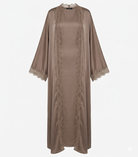 Lace kimono set met kanten details - onderjurk met kimono taupe dark