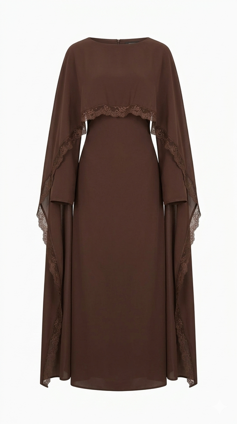 Robe de Soirée ‘Lace Luxe’ - donker bruin SQ82