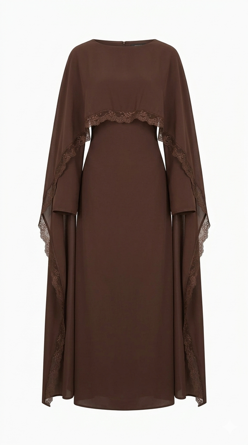 Robe de Soirée ‘Lace Luxe’ - donker bruin SQ82
