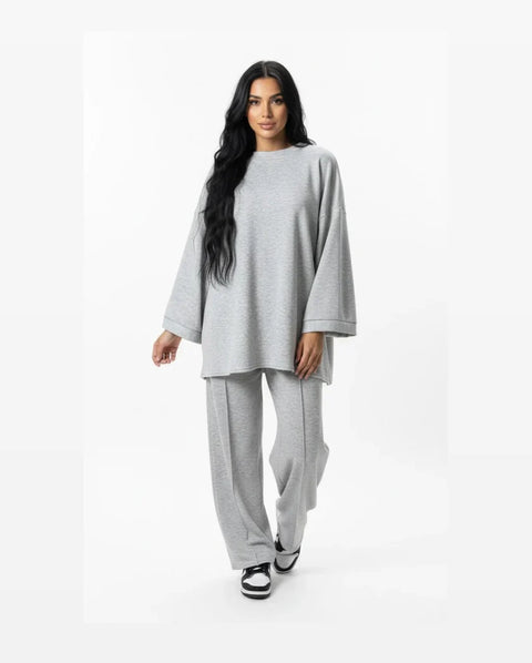 Summer: Comfy co-ord set met lange top en oversized broek - 6033