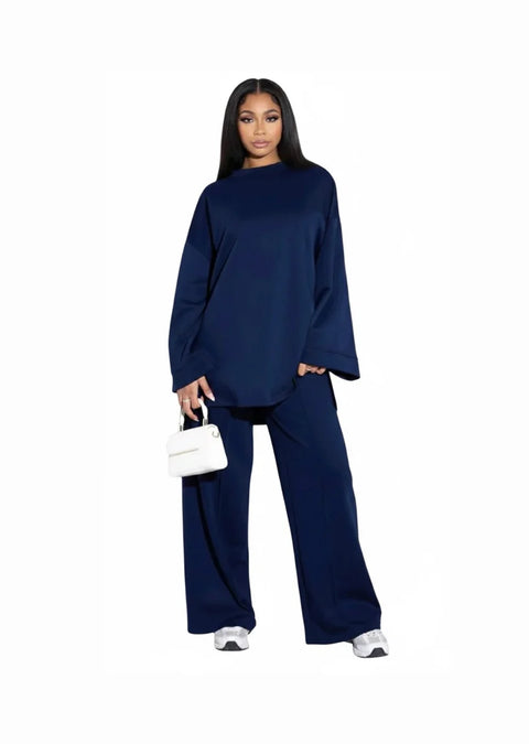 Summer: Comfy co-ord set met lange top en oversized broek - 6033