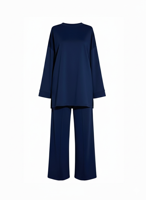 Summer: Comfy co-ord set met lange top en oversized broek - 6033