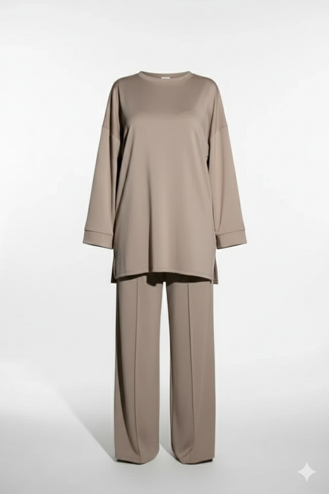 Summer: Comfy co-ord set met lange top en oversized broek - 6033