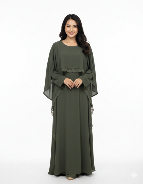 Robe de Soirée ‘Lace Luxe’ - kaki SQ82