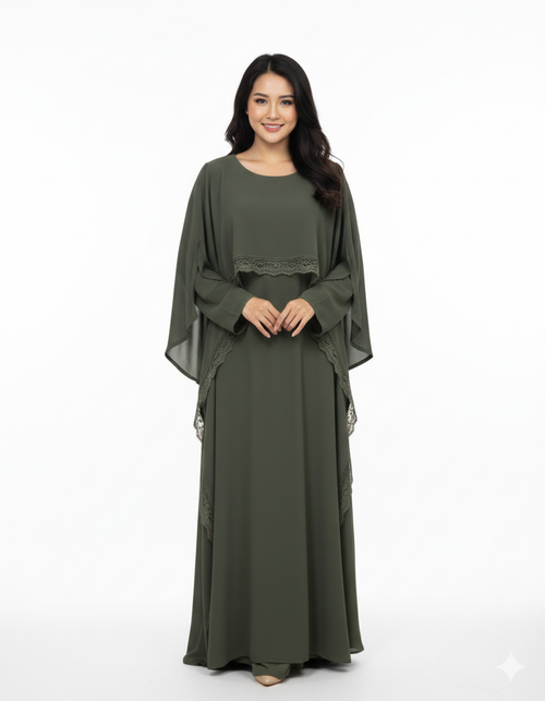 Robe de Soirée ‘Lace Luxe’ - kaki SQ82