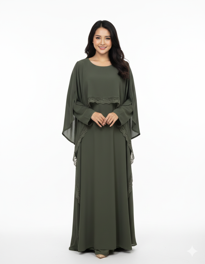 Robe de Soirée ‘Lace Luxe’ - kaki SQ82