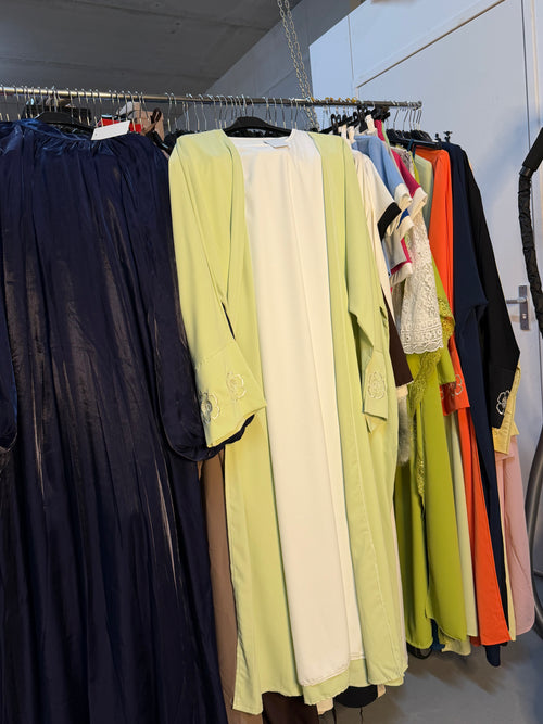 Jima groen en navy kimonos met onderjurk bloemen