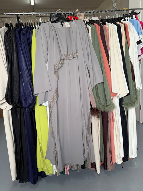 Sokeryy grijze Lace jurk en flow maxi jurk beige
