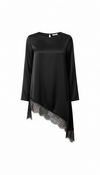 Couture Satijn met Kant Detail blouse - black