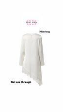 Couture Satijn met Kant Detail blouse - white