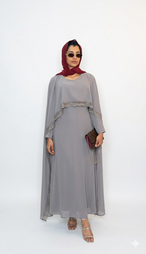 Robe de Soirée ‘Lace Luxe’ - taupe gray SQ82