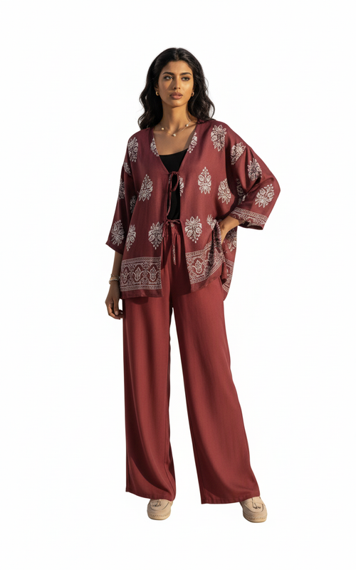 Marrakech Sunset co-ord set - burgundy